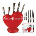 5pcs Hollow Handle Heart Knife Block Red As Seen On Tv 